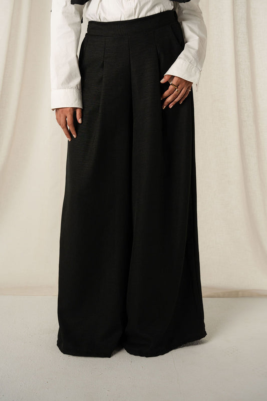 Linen "Patte D'elephant" Pants in BLACK