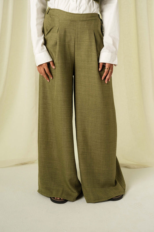 Linen "Patte D'elephant" Pants in OLIVE