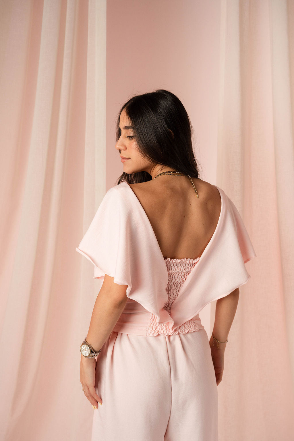 The Waves Top in Pink