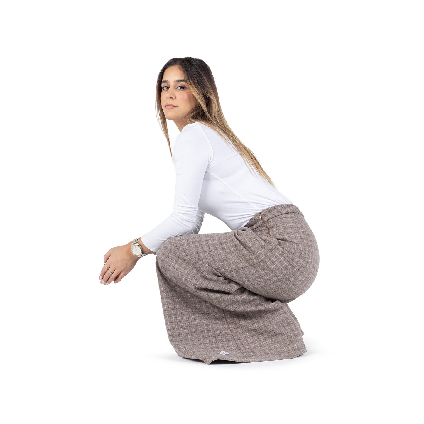 Cloth "Patte d'elephant" pants in BEIGE CHECK