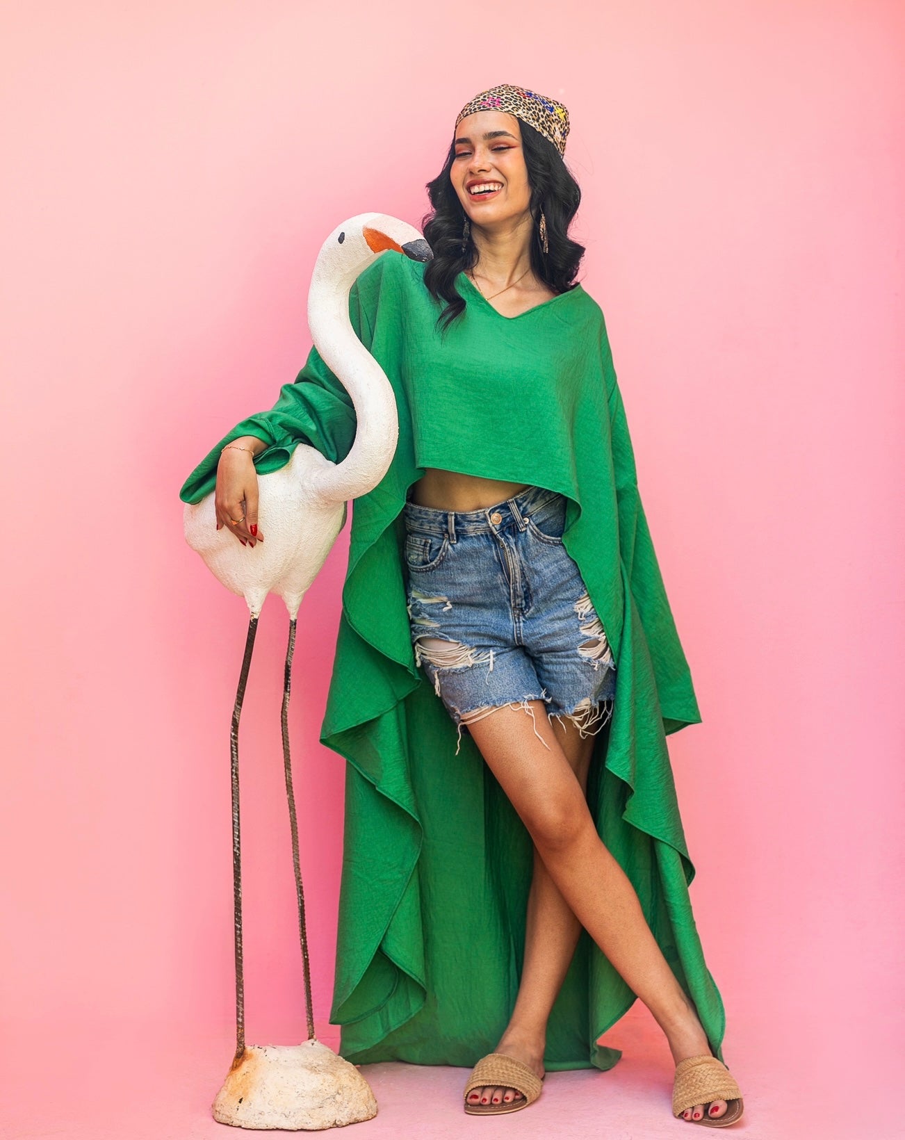 Ruffled top in GREEN