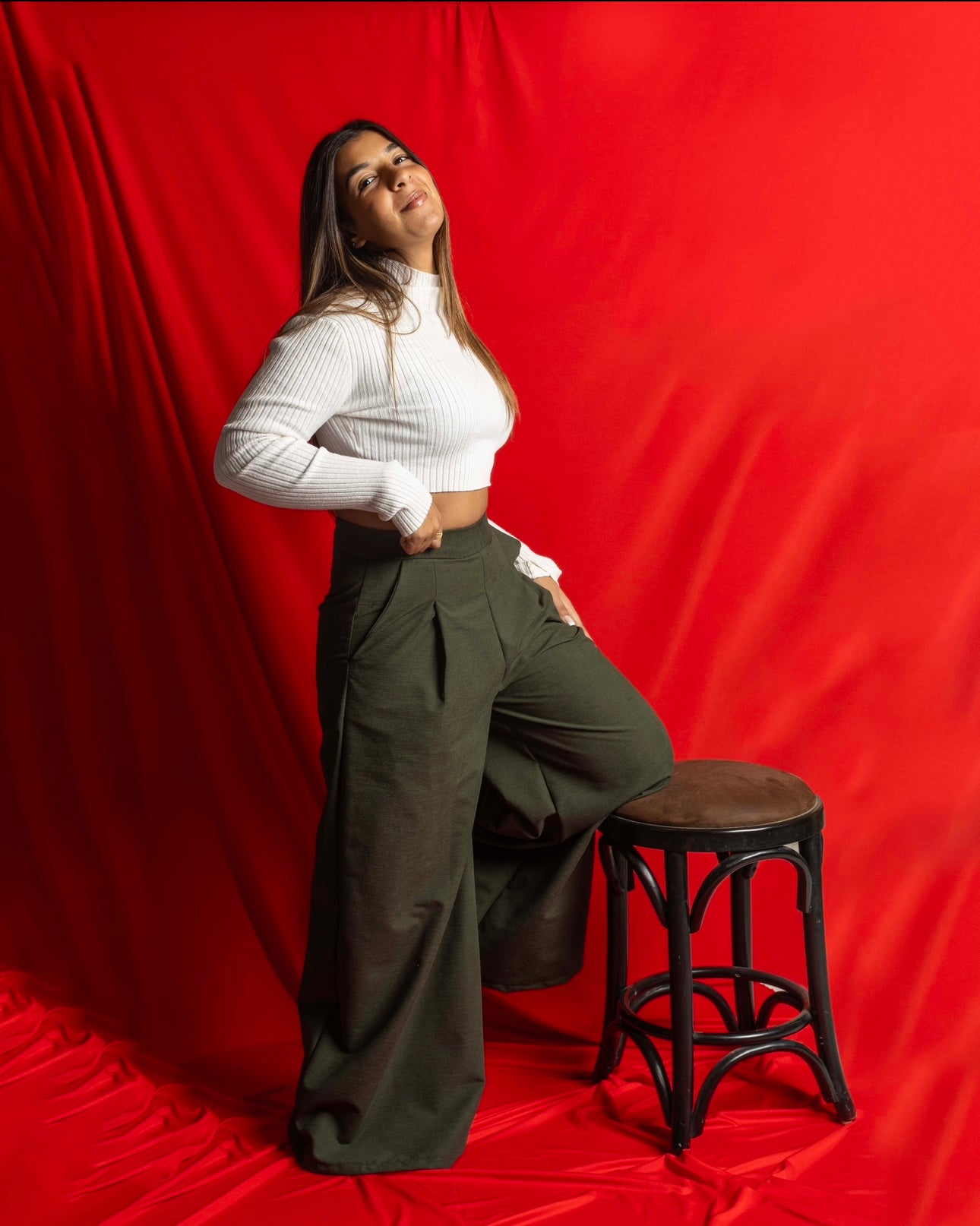 Katifa “Patte d’elephant” pants in OLIVE GREEN