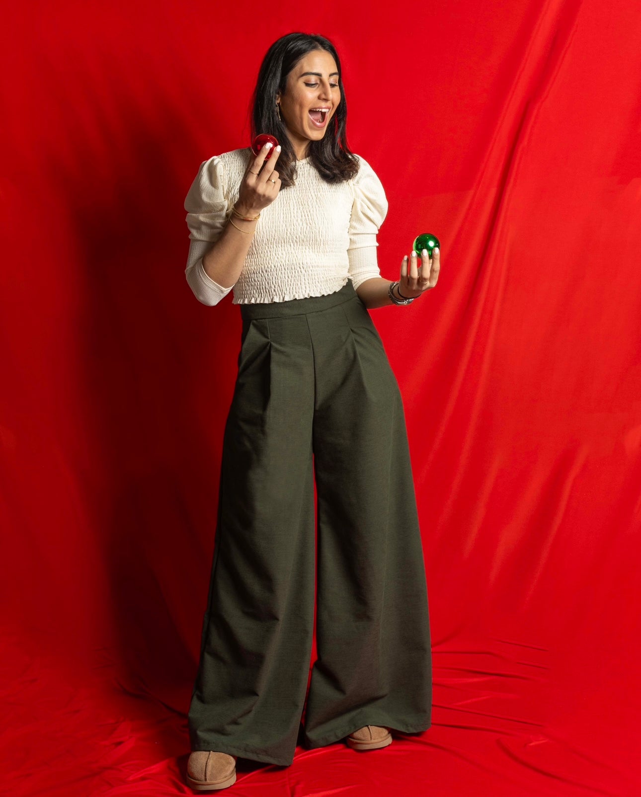 Katifa “Patte d’elephant” pants in OLIVE GREEN