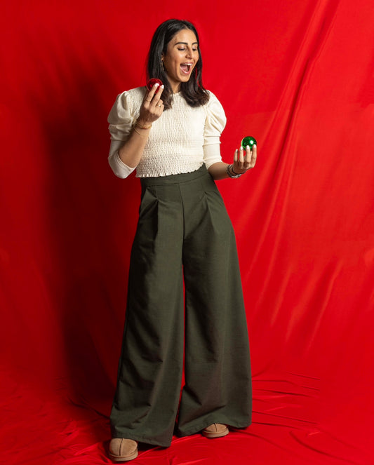 Katifa “Patte d’elephant” pants in OLIVE GREEN