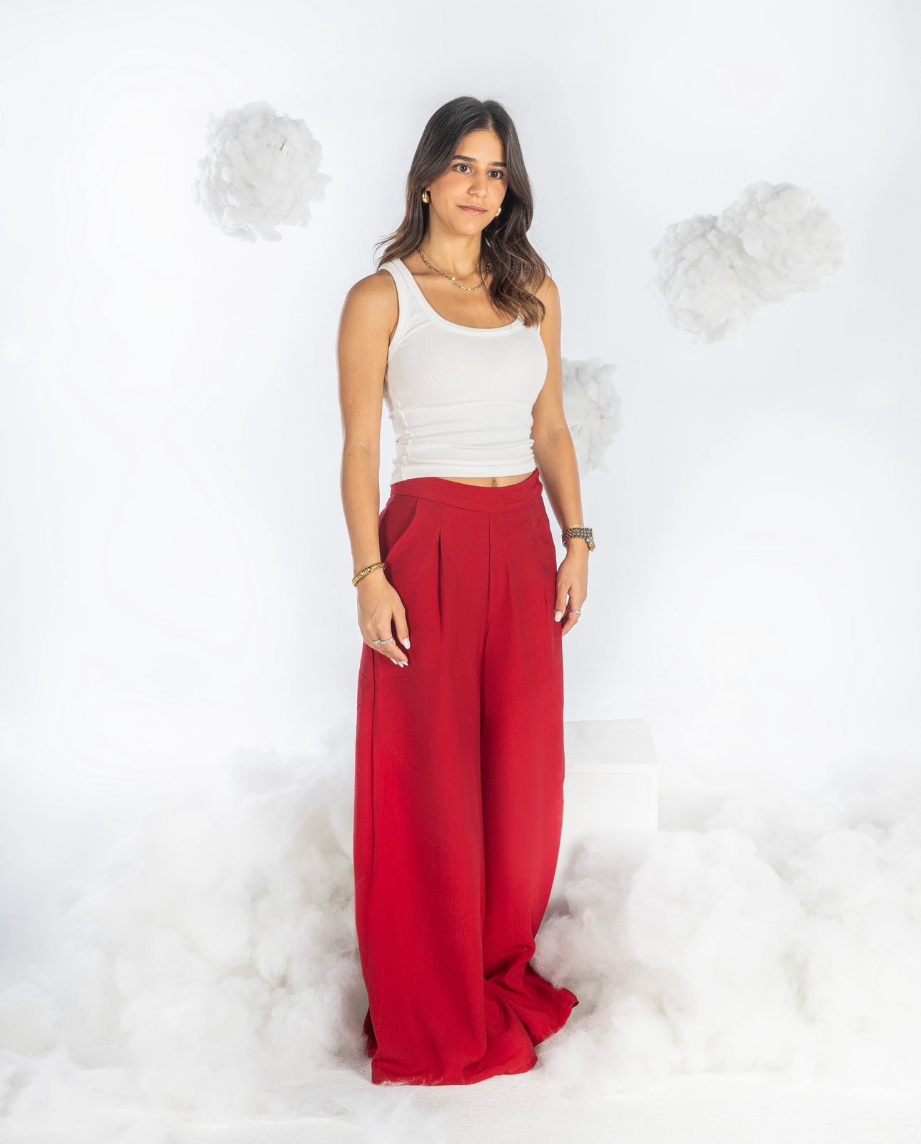 Linen “Patte D’elephant” Pants in RED
