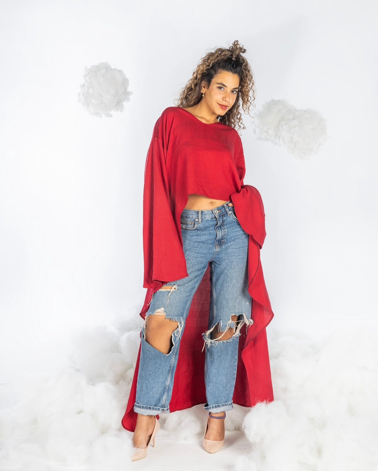 Ruffled Top in RED