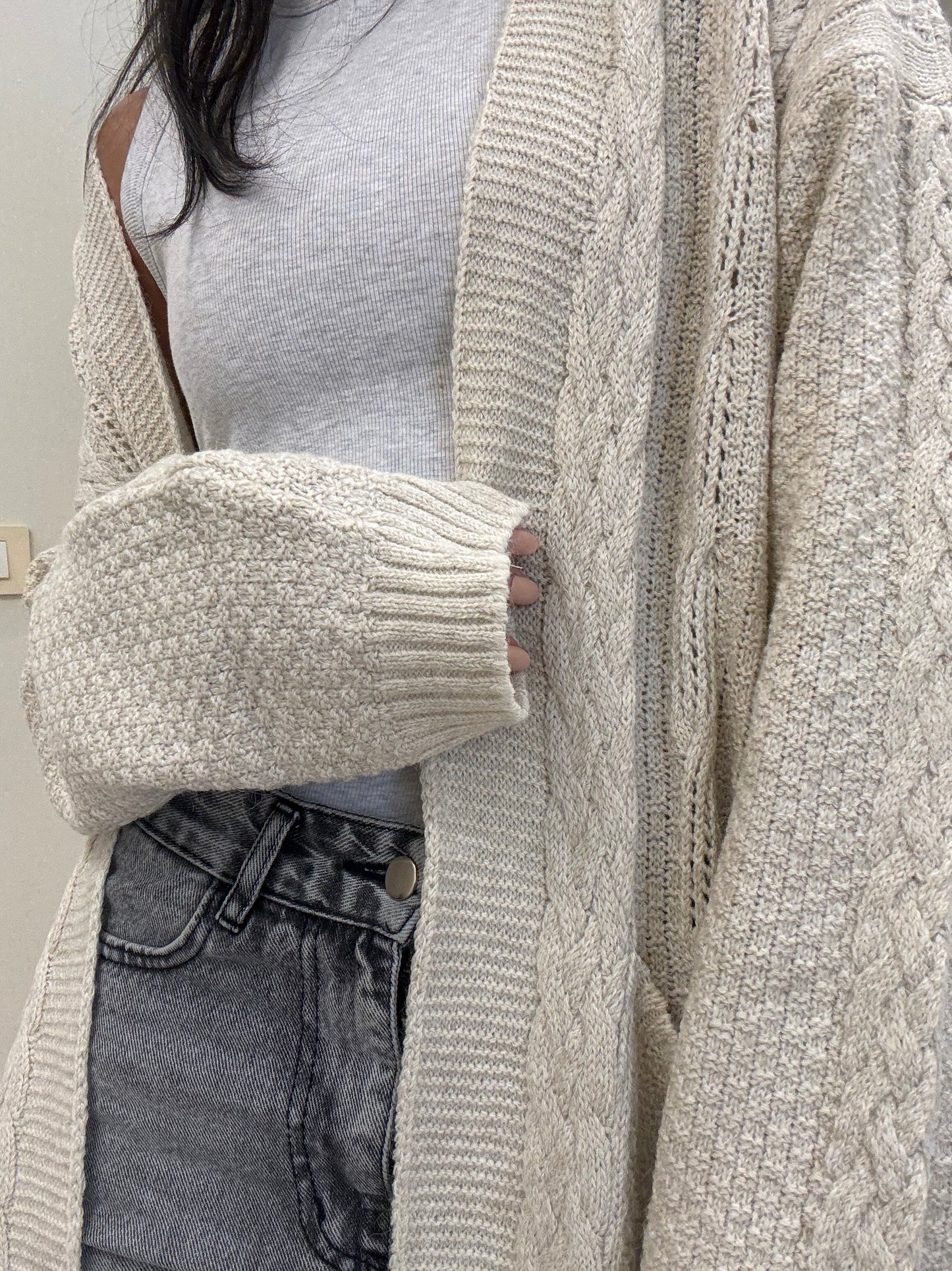 Handmade cardigan in Creamy Beige