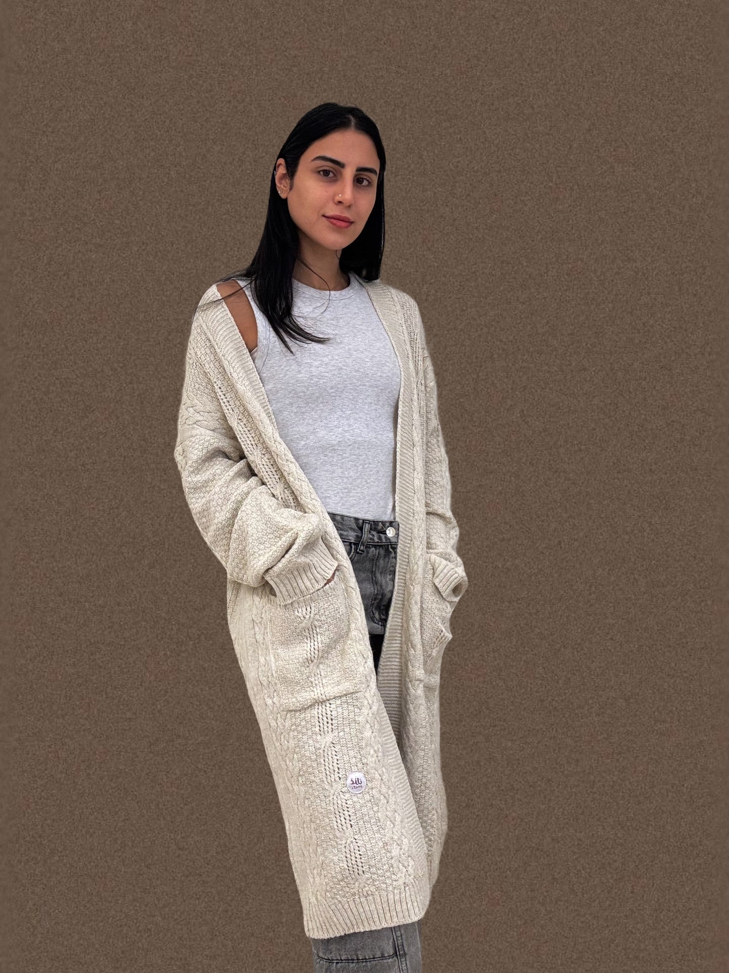 Handmade cardigan in Creamy Beige