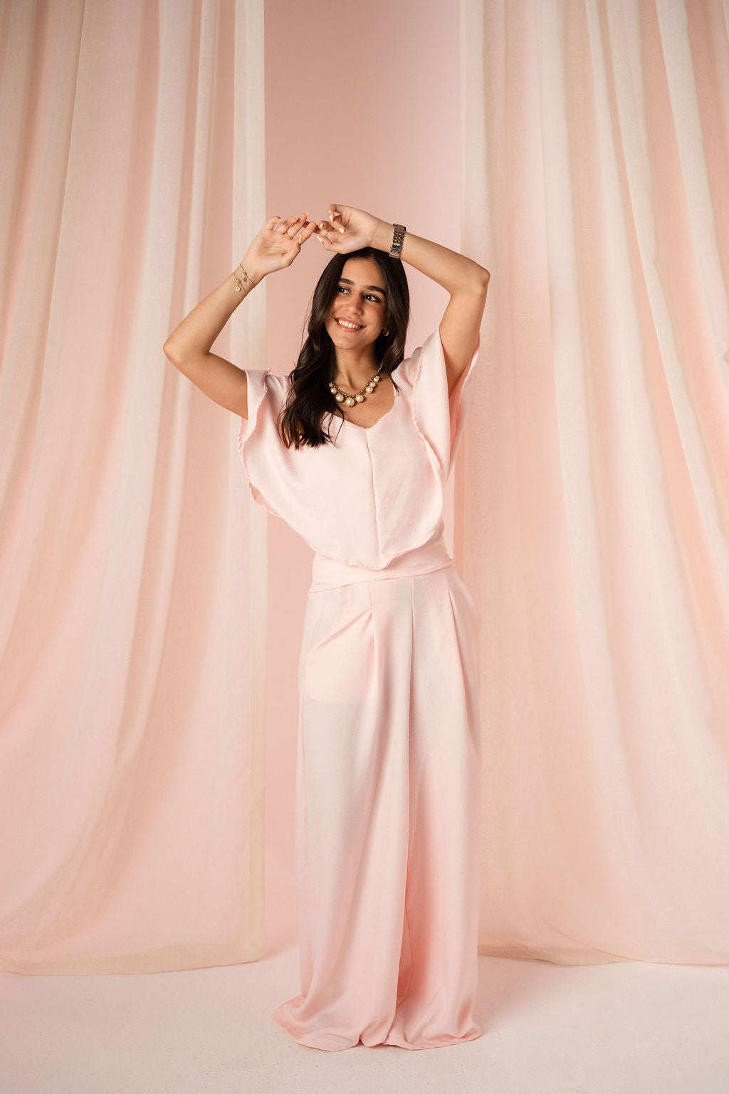 Linen "Patte D'elephant" Pants in PINK