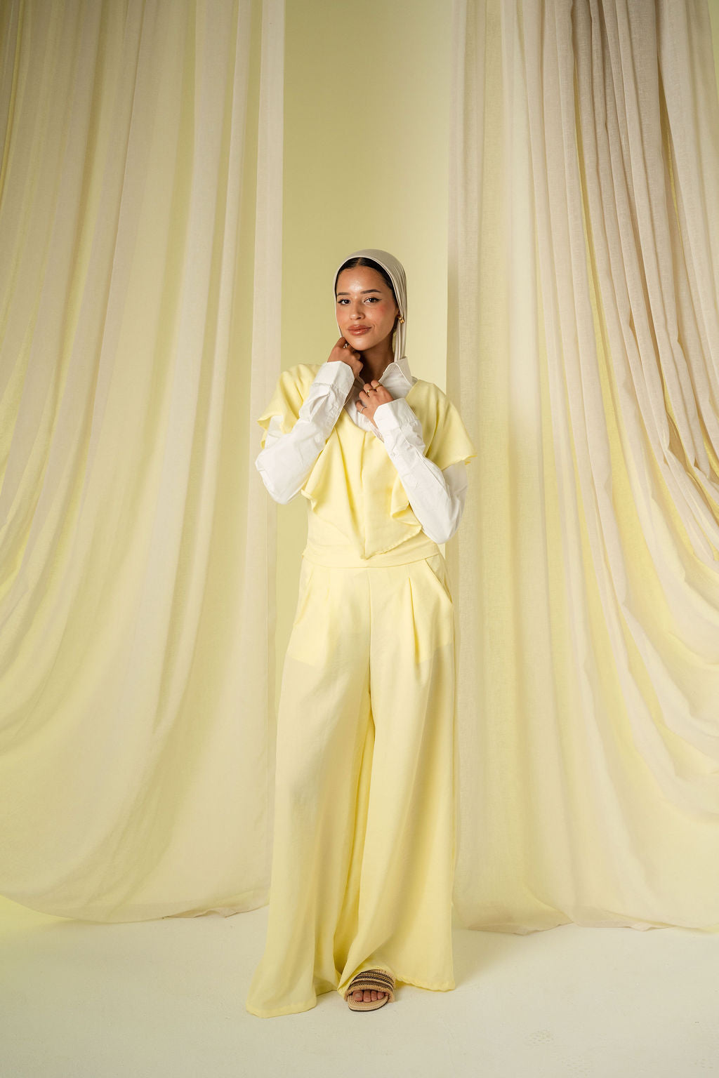Linen "Patte D'elephant" Pants in BUTTER YELLOW