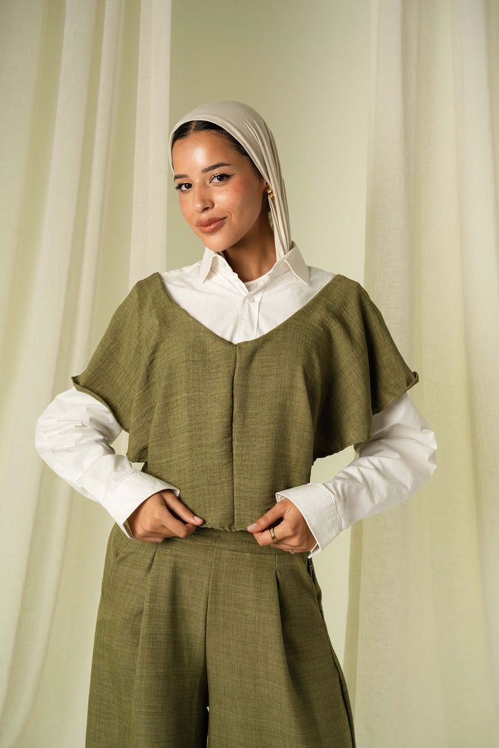 The Waves Top in Olive