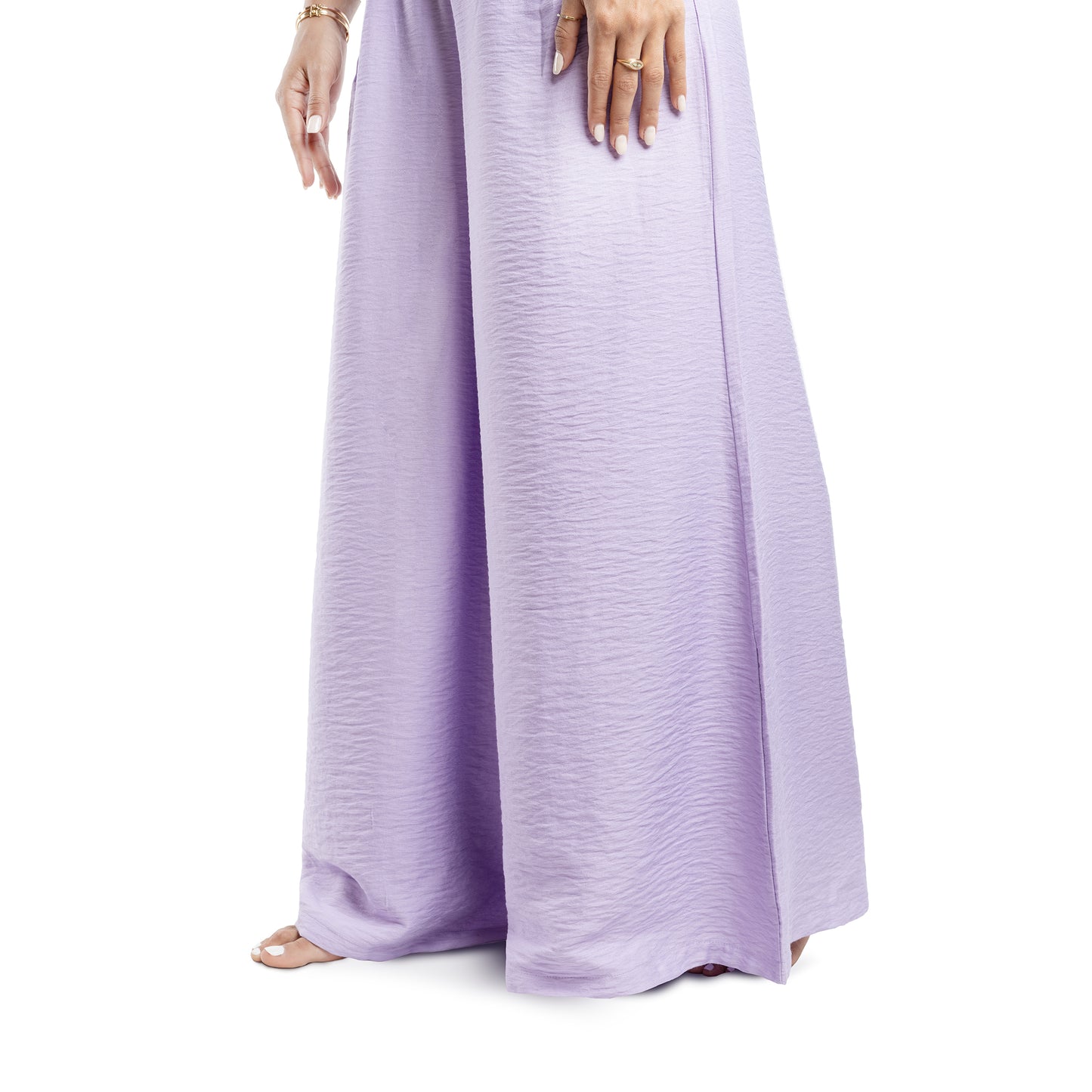 Linen "Patte d'elephant" pants in LILAC