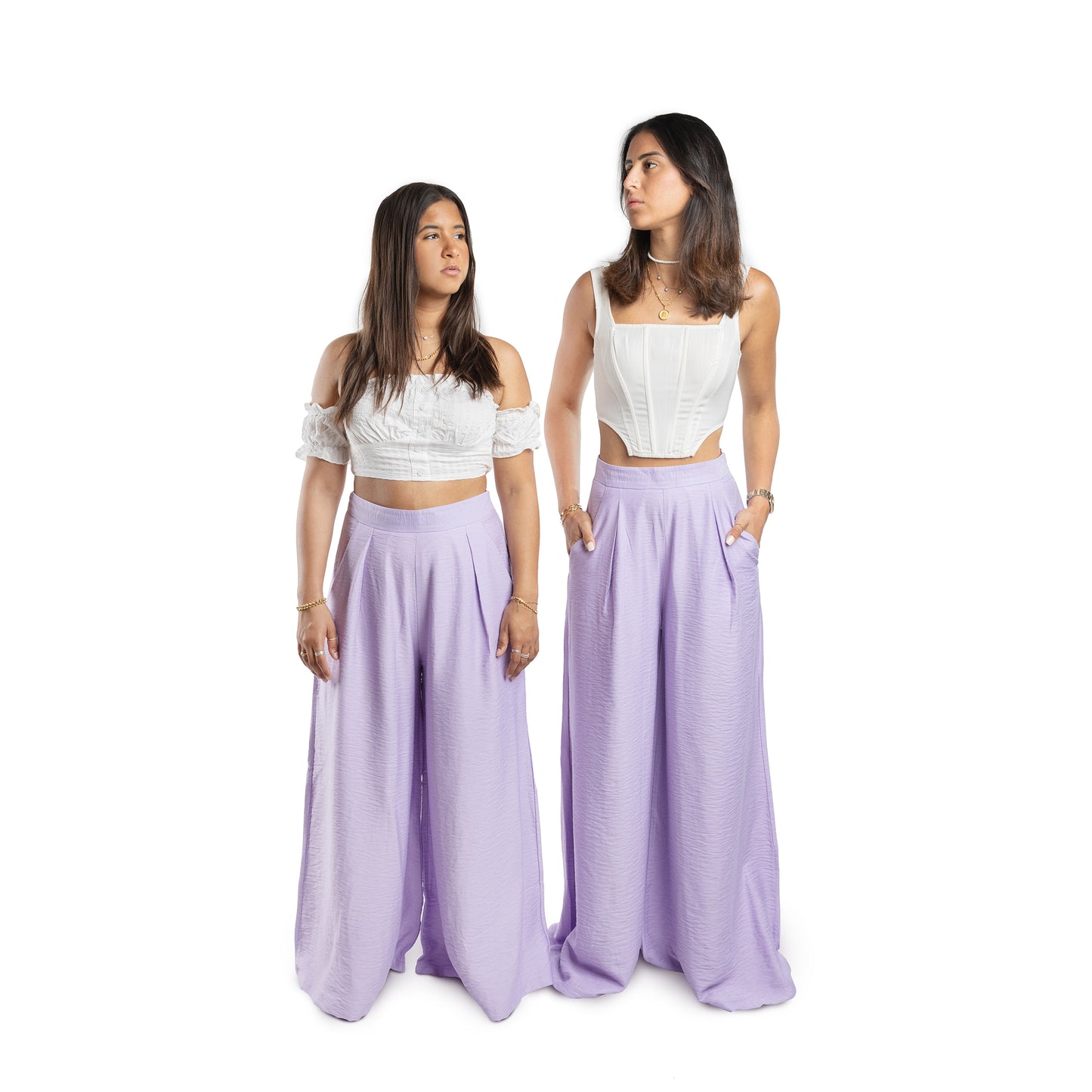 Linen "Patte d'elephant" pants in LILAC