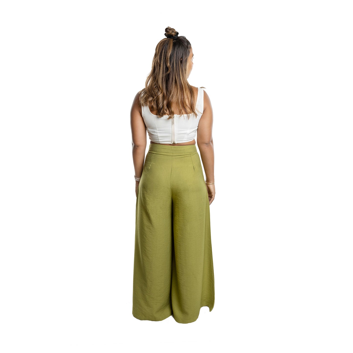 Linen "Patte d'elephant" pants in OLIVE GREEN