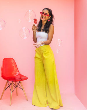 Linen “Patte d’elepnat” Pants in BRIGHT YELLOW