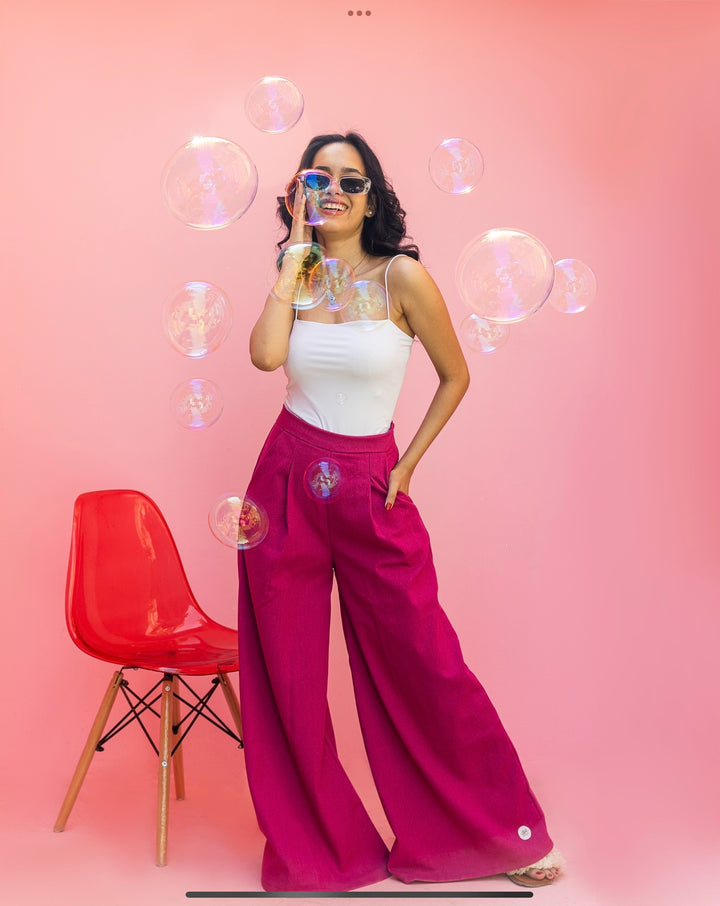 Linen “Patte d’elephant” Pants in MAGENTA PURPLE