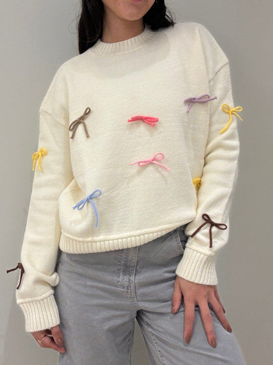 The Bows Sweater in WHITE